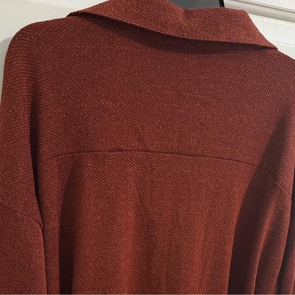 Zenana Long Sleeve Oversized Button Up Cinnamon Rust Tunic Blouse Plus 3X - Picture 8 of 8